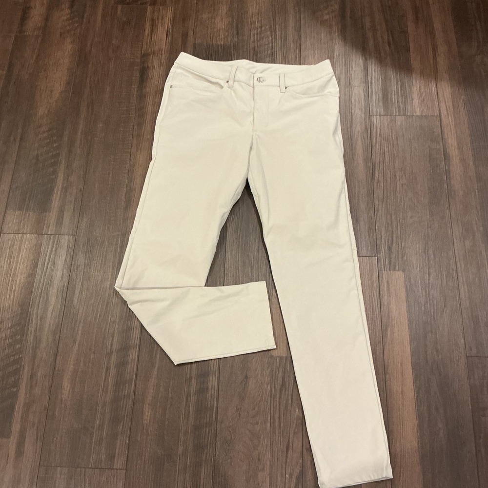 Lululemon Commission Pant Slim Tan Beige 5-Pocket Technical Trousers 32 Golf